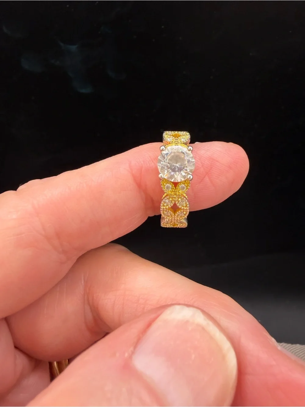 Gold & Silver Toned Cubic Zirconia S925 Ring Size 7